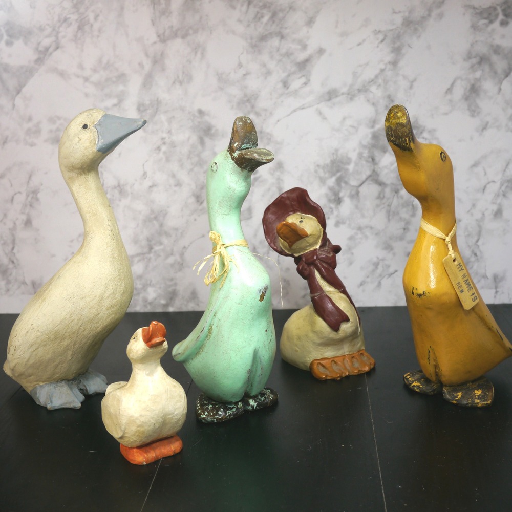Whimsical Duck Figurines Set of 5 Farmhouse Rustic Home Decor Accents - Picture 1 of 8